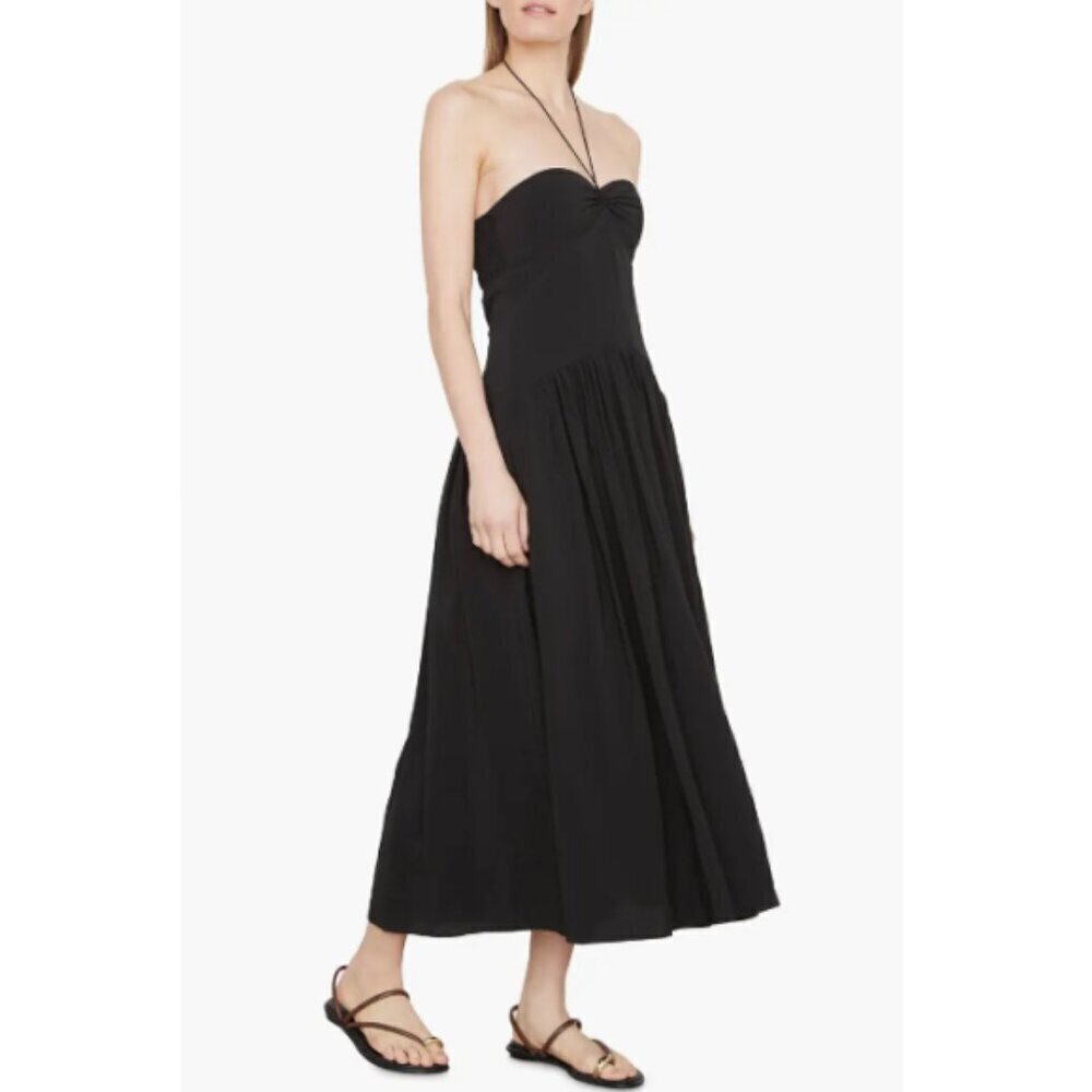Vince Sleeveless Halter Midi-Dress, Black